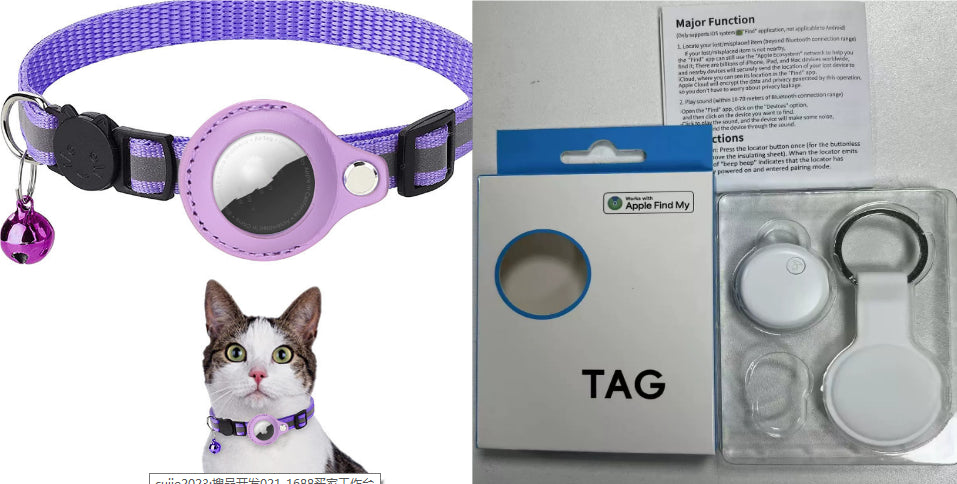 Collier Nylon Réfléchissant avec Porte-AirTag pour Chat et Chien