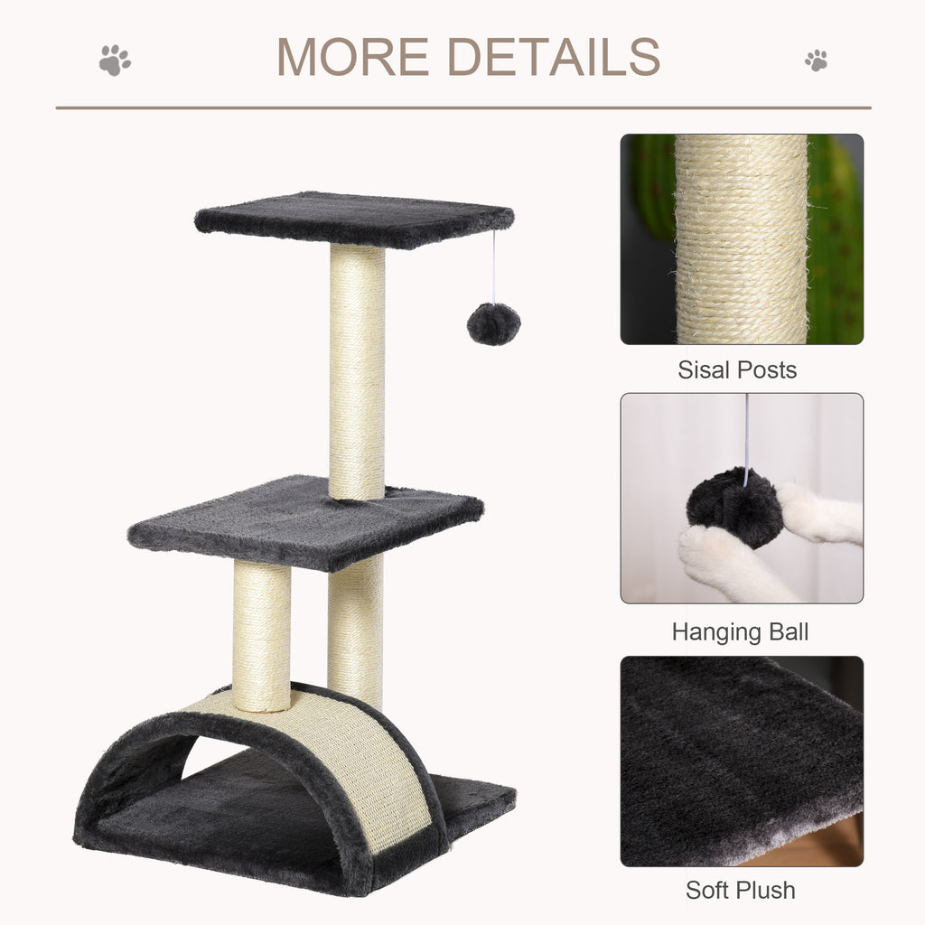 Arbre à Chat 72cm avec Griffoir et Tapis pour Chats d'Intérieur - Noir