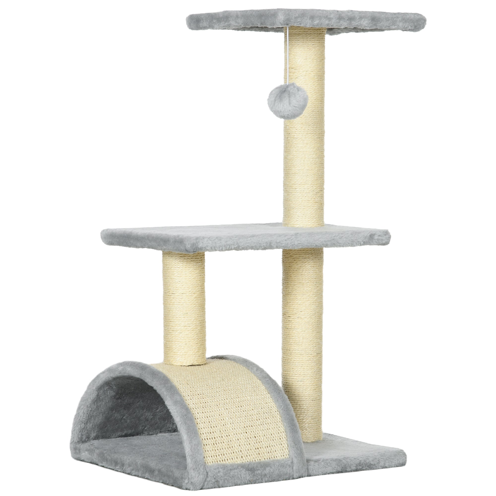 Arbre à Chat 72cm avec Griffoir et Perchoirs - Gris Clair