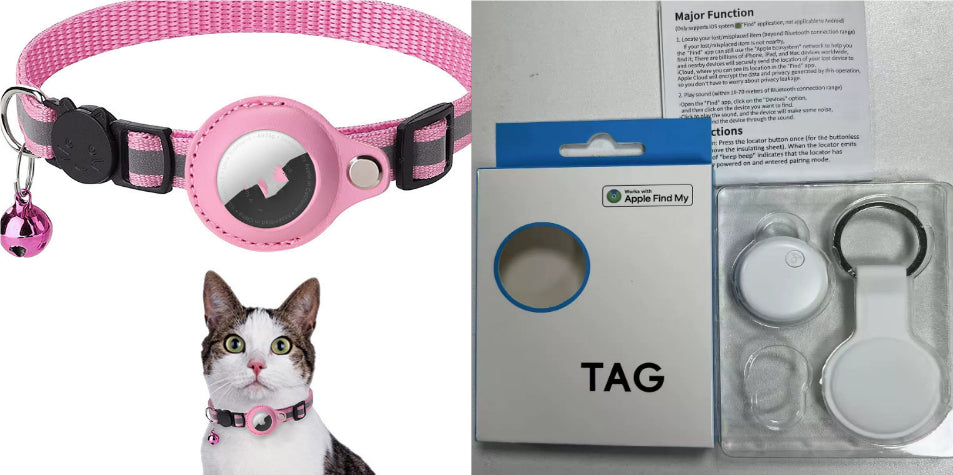 Collier Nylon Réfléchissant avec Porte-AirTag pour Chat et Chien