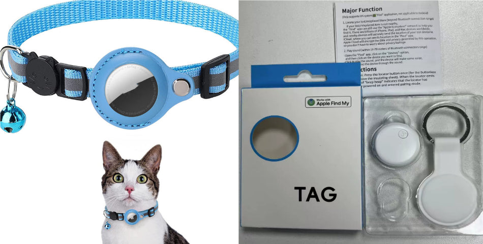 Collier Nylon Réfléchissant avec Porte-AirTag pour Chat et Chien