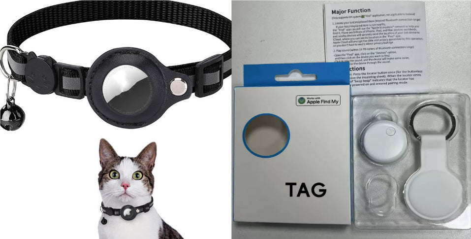 Collier Nylon Réfléchissant avec Porte-AirTag pour Chat et Chien