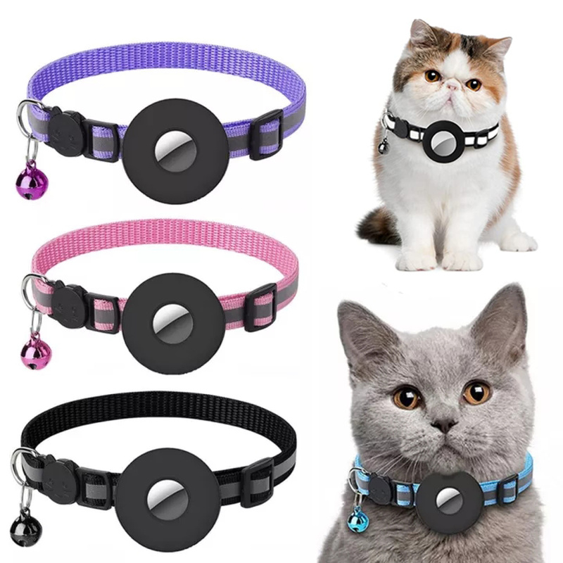 Collier Nylon Réfléchissant avec Porte-AirTag pour Chat et Chien