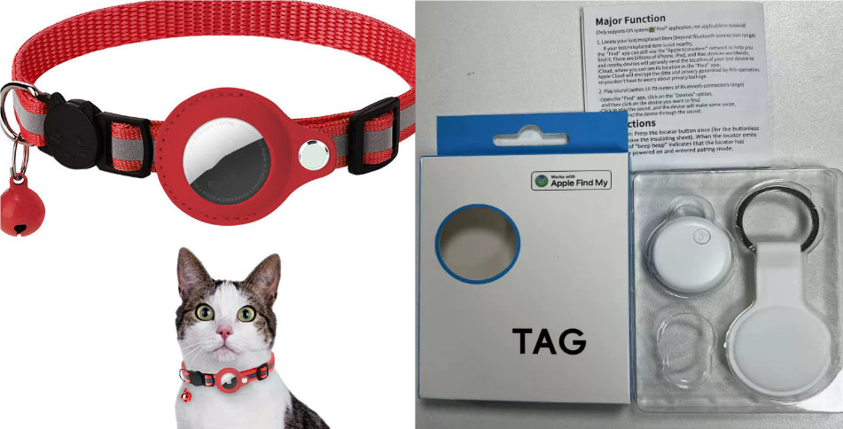 Collier Nylon Réfléchissant avec Porte-AirTag pour Chat et Chien