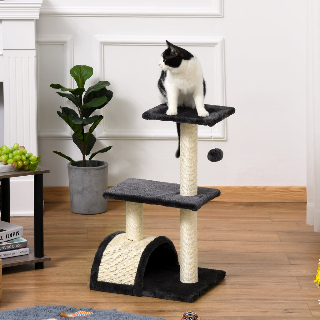 Arbre à Chat 72cm avec Griffoir et Tapis pour Chats d'Intérieur - Noir