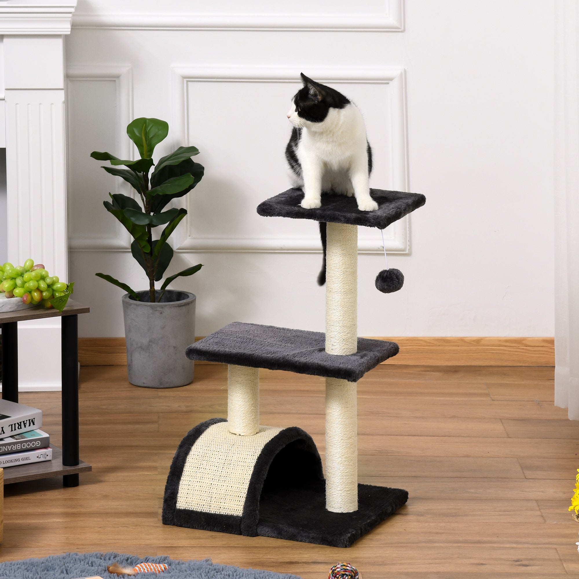 Arbre à Chat 72cm avec Griffoir et Tapis pour Chats d'Intérieur - Noir