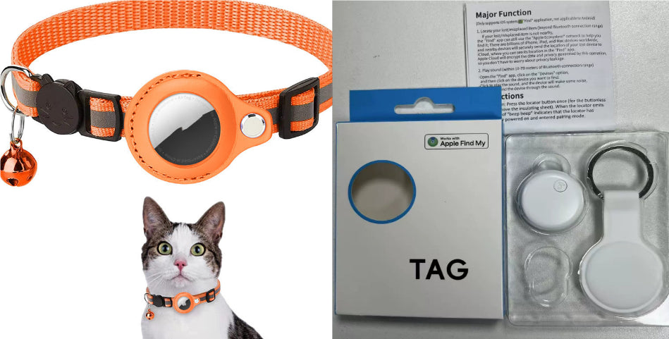 Collier Nylon Réfléchissant avec Porte-AirTag pour Chat et Chien