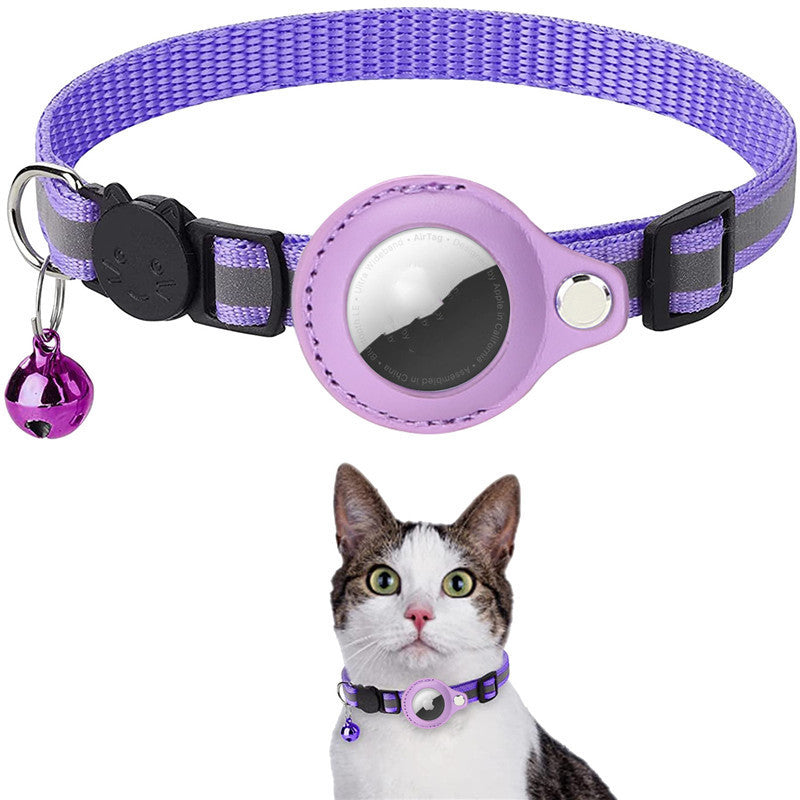 Collier Nylon Réfléchissant avec Porte-AirTag pour Chat et Chien