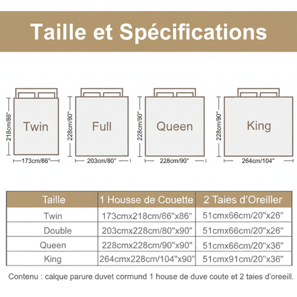 Taille et Spécifications